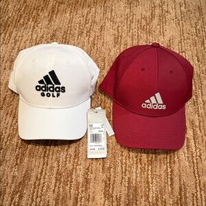 Adidas White and Burgundy Golf Hats